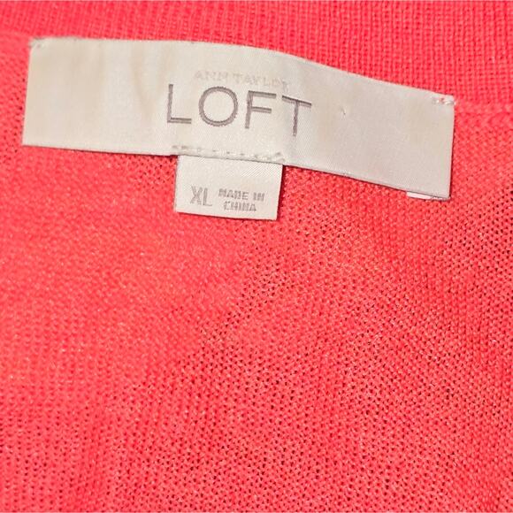 Loft Wool Blend Women's Coral Buttoned Cardigan Sweater Size XL - Picture 6 of 8